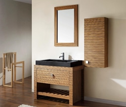 Photo of EcoModern Wicker Style Vanity Unit - sustainable bathroom vanities elemental green