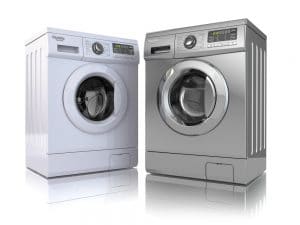 photo of two water and energy efficient laundry appliances on elemental green