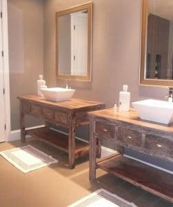 woodland creek Reclaimed-Wood-Vanity-with-Shelf, top 10 bathroom trends given a green makeover on elemental green