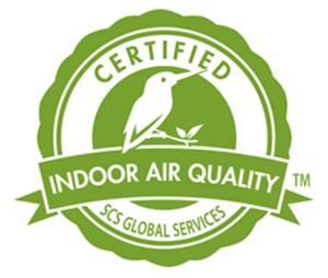 SCS Indoor Air Quality certification logo depicts hummingbird