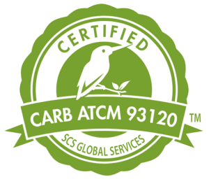 SCS Certified logo for CARB ATCM 93120 depict shummingbird