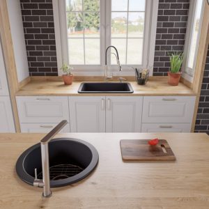 Fireclay Undermount kitchen sink in Black Matte Alfi