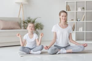 Mother and Daughter in Lotus Position