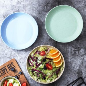 Wheat Straw Plates in blue and green