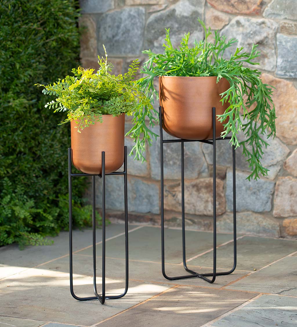 Copper Finish Planters on Stand