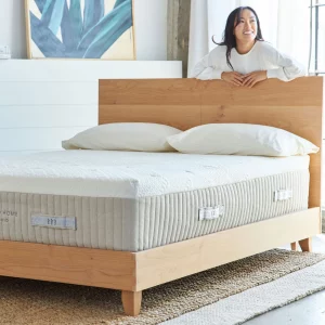 City Bedframe and headboard, from Bretwood Home, in sustainable American Alder