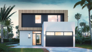 Rendering of an exterior of a contemporary house, Bone Structure OS Collection