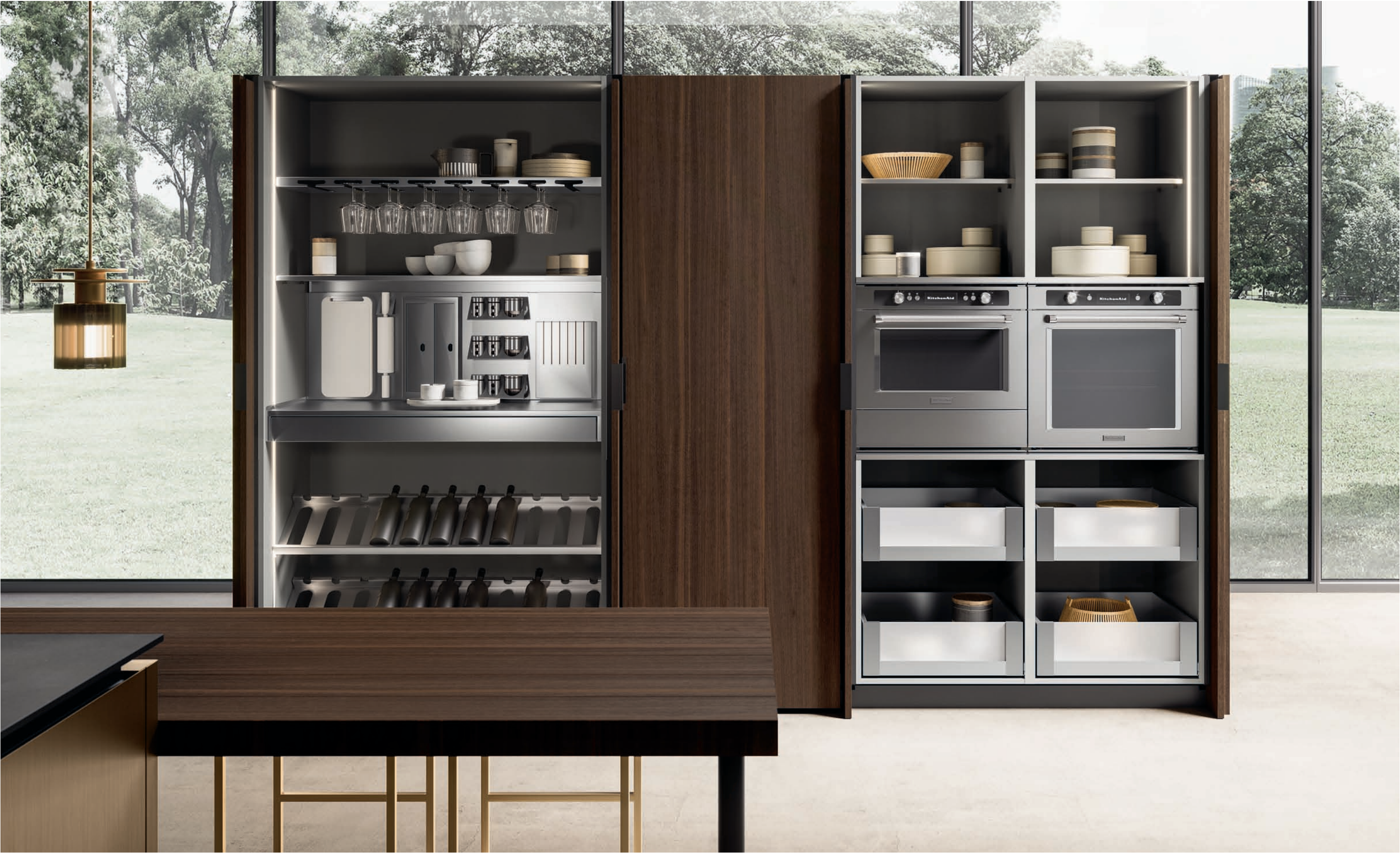 French Cabinetry Sustainable Kitchen, Concealing appliances