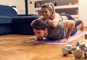 Couple enjoys sustainble home gym