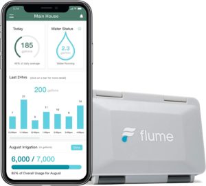 Flume smart water monitoring device and smartphone controller