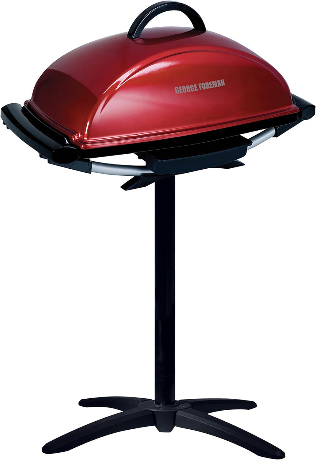 George Foreman 12-Serving Indoor/Outdoor Rectangular Electric Grill in red on tall stand - photo 