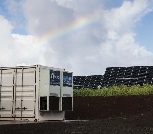 utility-scale solar farm with battery storage unit
