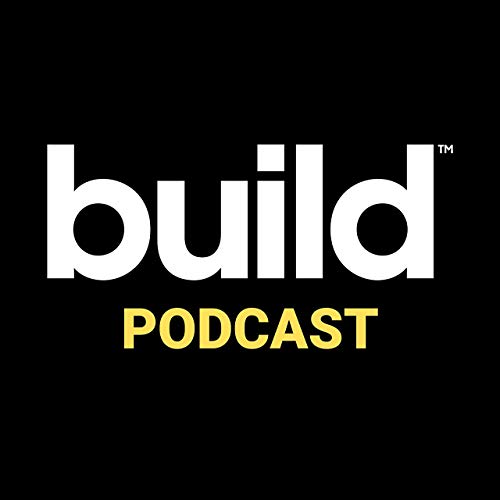 Black logo with white and yellow text reading Build Podcast - graphic