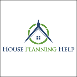 White graphic with stylistic home logo and text reading House Planning Help